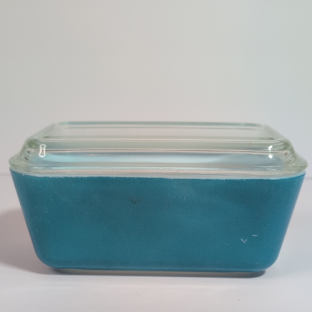 Pyrex 1950s Refrigerator Dish Turquoise With Lid